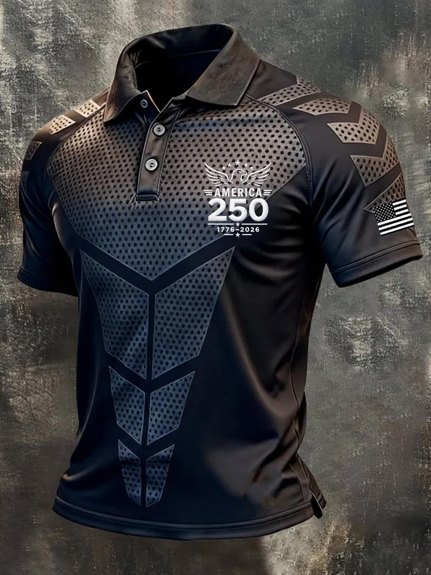Men's American Flag Print Polo Shirt