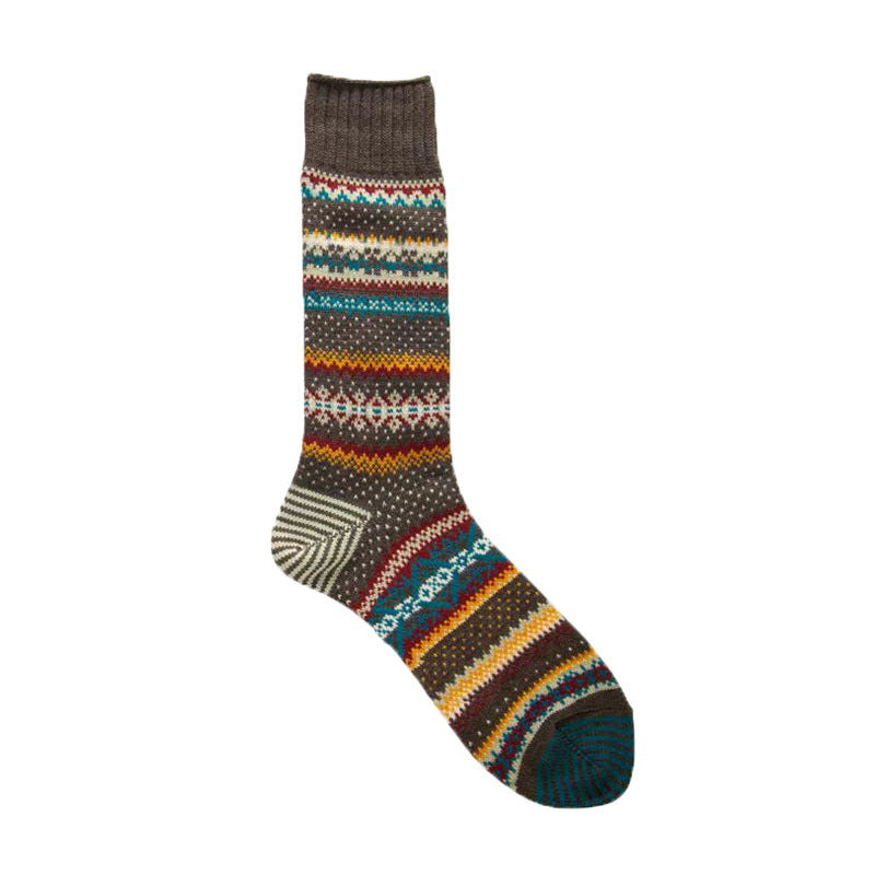 Soft Warm Retro Tribal Rainbow Contrasting Socks