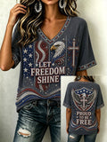 Women's Vintage Faith & Patriotism Themed T-Shirt