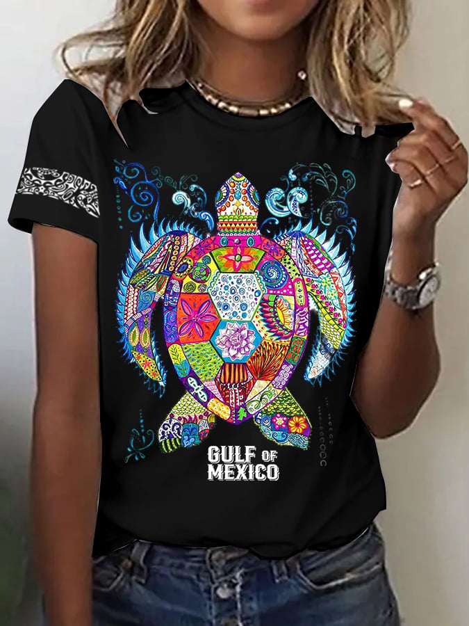 Women's Mexican Printed Crew Neck T-Shirt