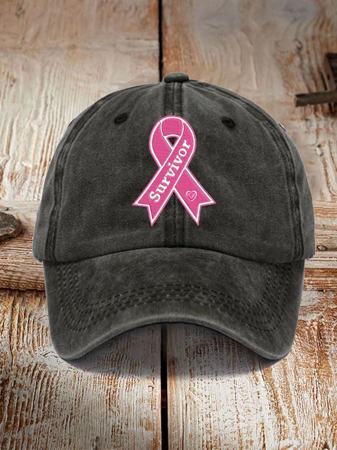 Unisex Breast Cancer Awareness Survivor Pink Ribbon Print Hat