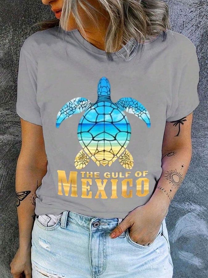 Women's Gulf of Mexico Print Round Neck T-Shirt