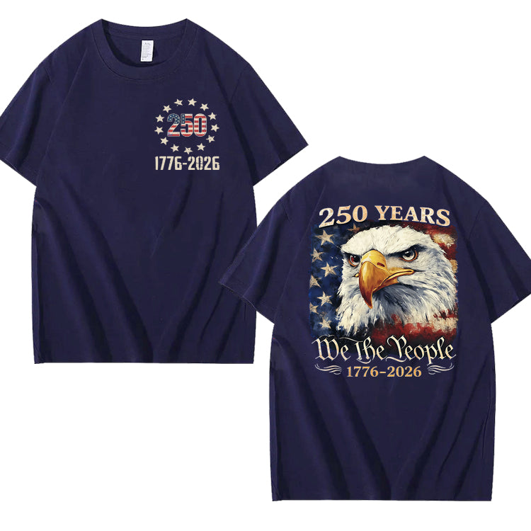 250 Years America Patriotic USA Flag 250th Anniversary 100% Cotton T-Shirt