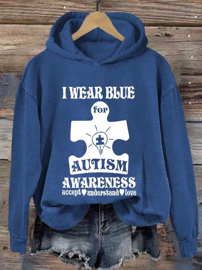 Women's Autism Awareness Printed Hoodie