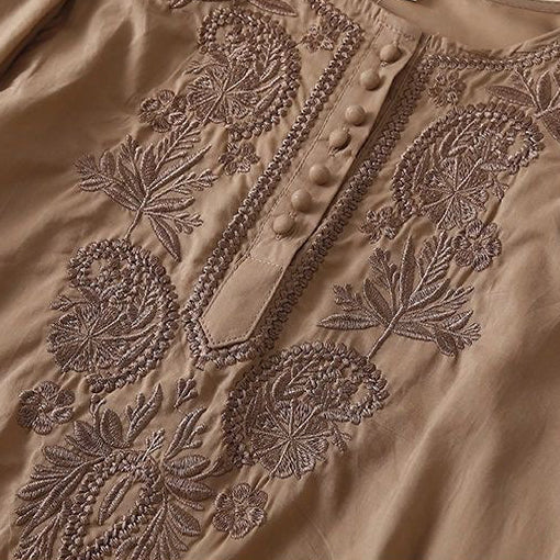 Women's Vintage Floral Embroidery Linen Shirt
