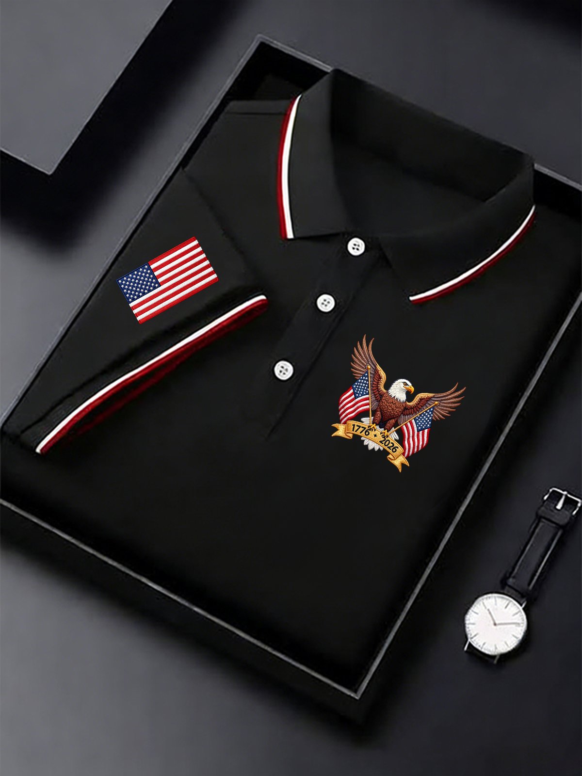 Men's Vintage America 250th Anniversary Print Polo Shirt