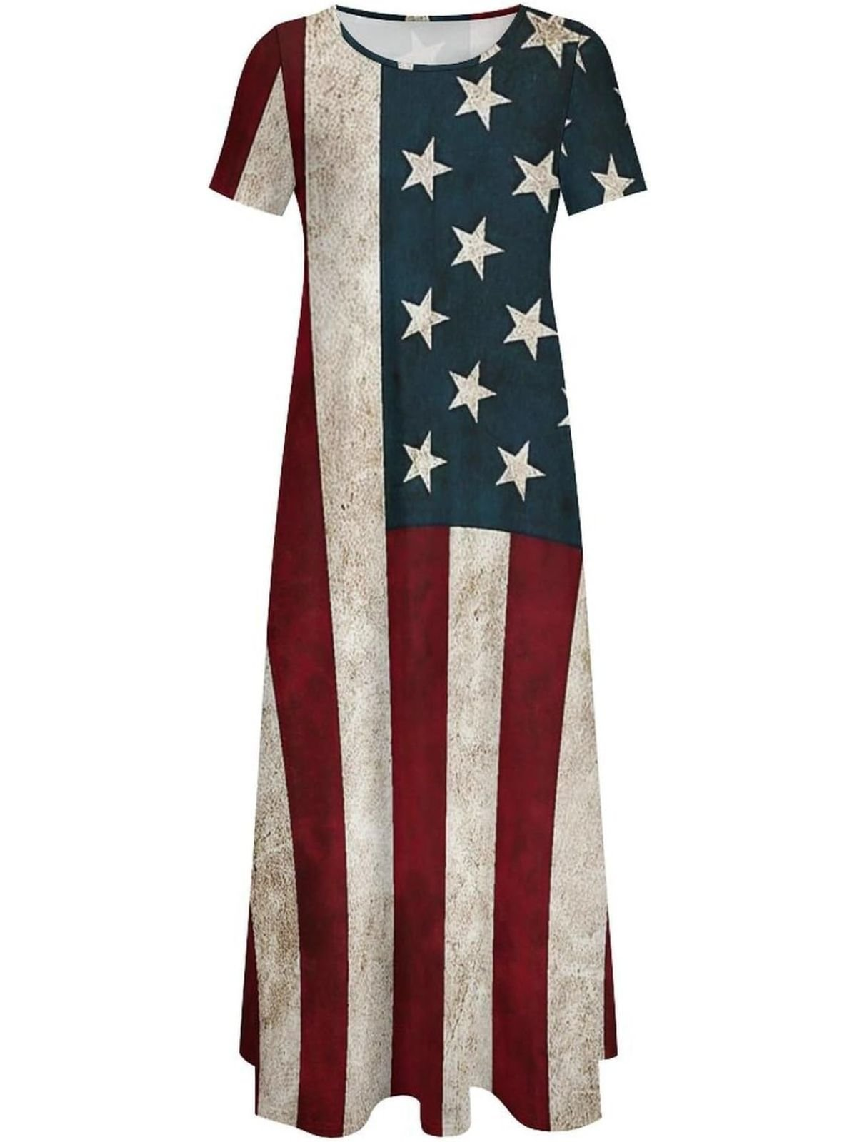 Womens Independence Day American Flag Classic Midi Dress