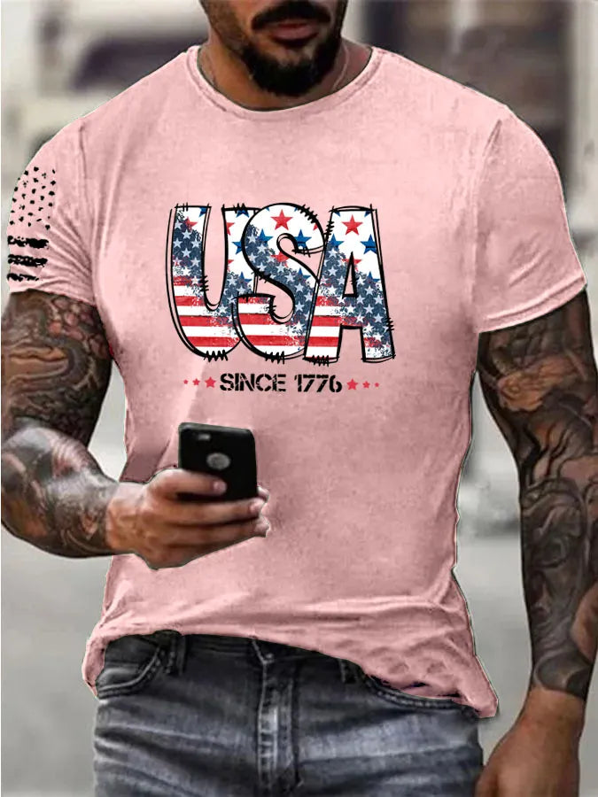 USA Since 1776  Pattern 100% Cotton T-Shirt