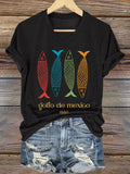 Women's Gulf Of Mexico Printed V Neck T-Shirt