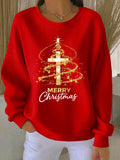 Women's  Christmas Faith Cross Print Casual Sweatshirt