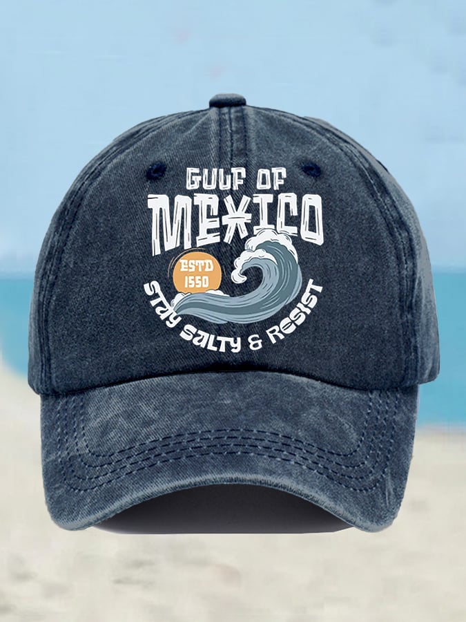 Retro Gulf Of Mexico Stay Salty And Resist Printed Baseball Cap