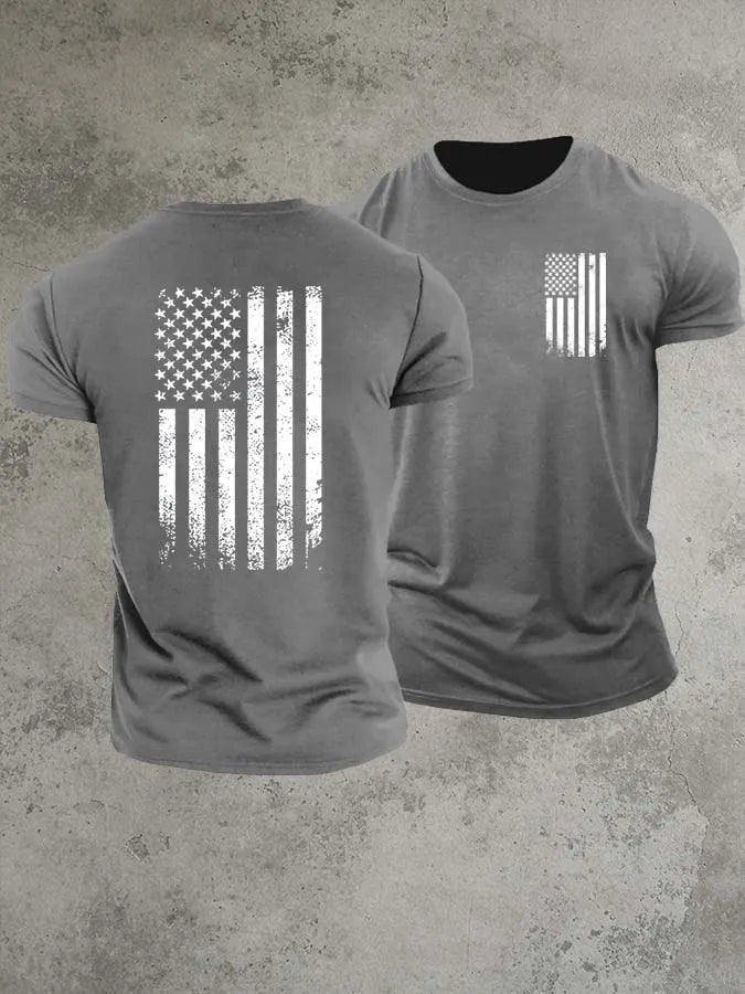 America Flag 1776 Pattern 100% Cotton T-Shirt