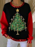 Women's Christmas Cross Print Round Neck Sweatshirt