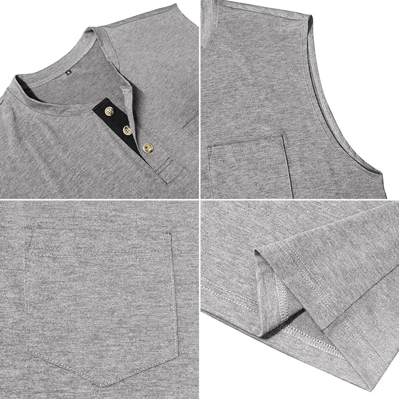 Men's Solid-Color Henley Vest