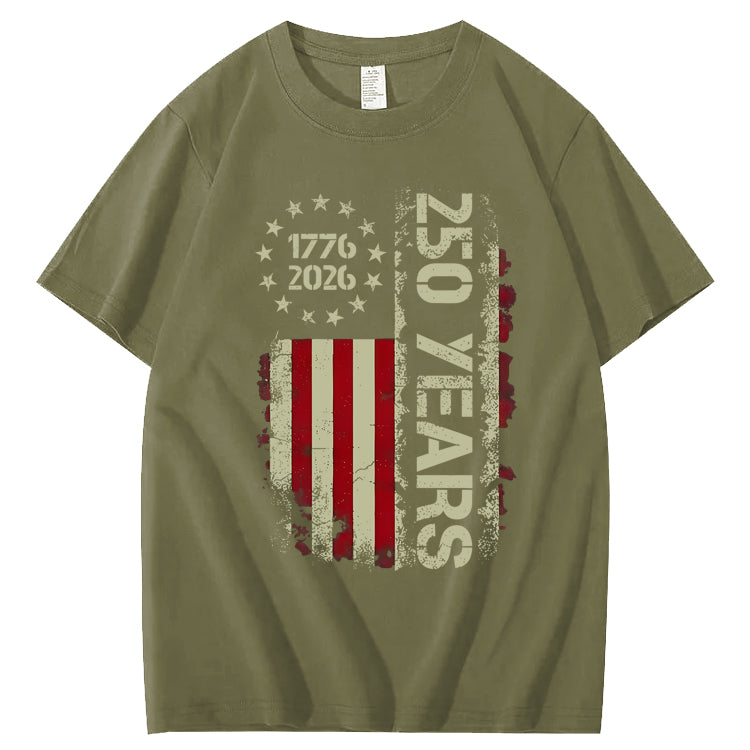 250 Years Anniversary USA Shirts Mens 250th American Flag 100% Cotton T-Shirt