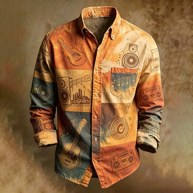 Men's Hipster Music Influences Art Print Long Sleeve Shirt