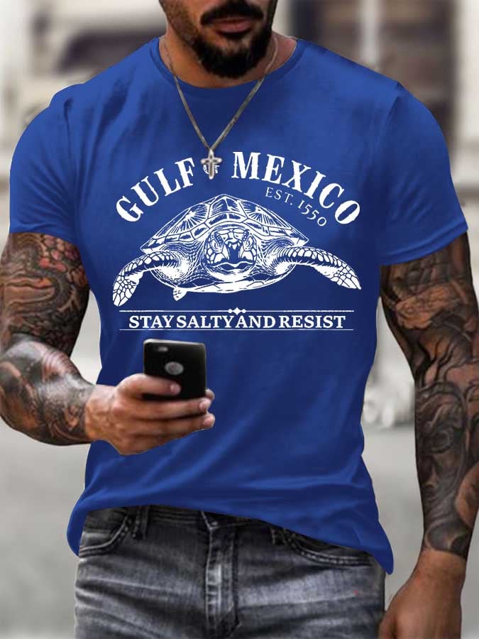 Men's Gulf Of Mexico Printed Round Neck T-Shirt