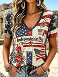 American Independence Day Printed Casual Women'S T-Shirt