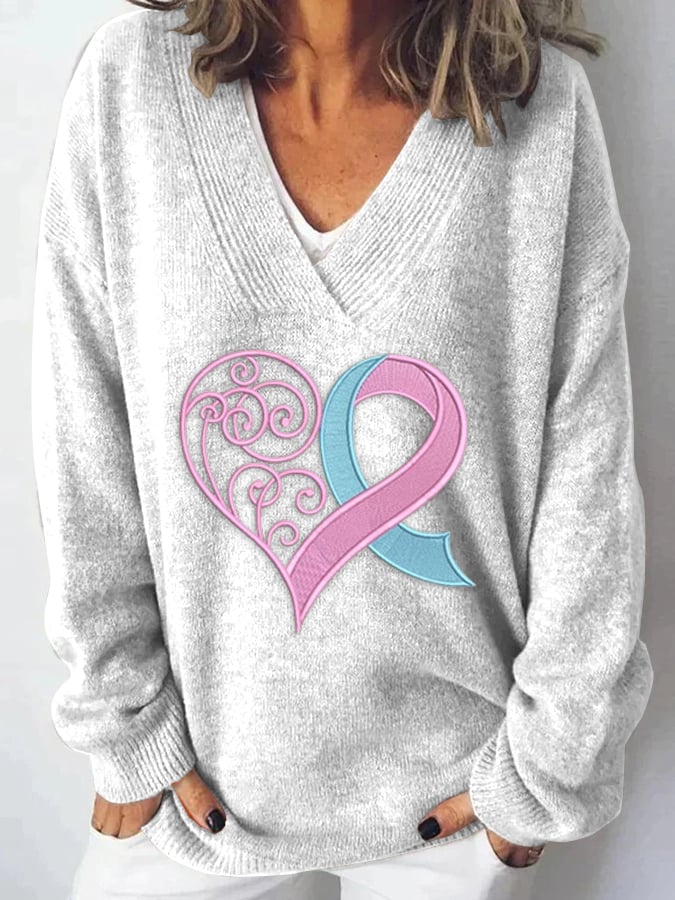 Women's Pink Printed Light Sweater