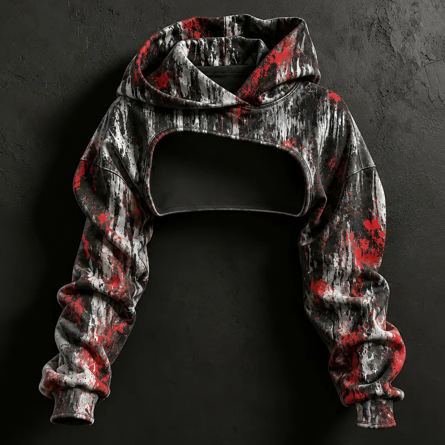 Women's Halloween Bloody Cat Skull Print Hoodie Two-piece Set