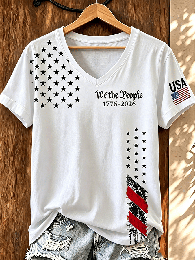 Women's Independence Day Print Casual T-shirt