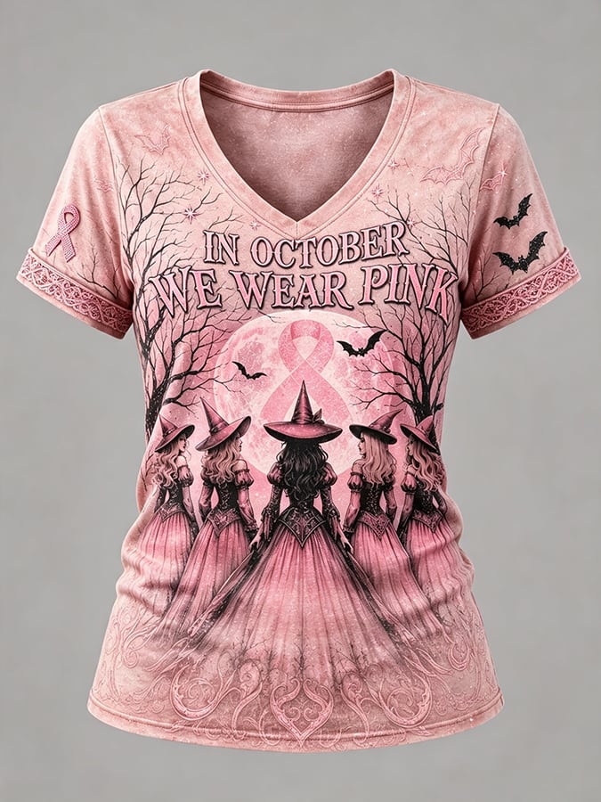 Women's Breast Cancer Halloween  Print Hoodie