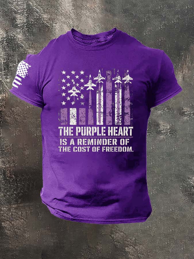 The Purple Heart Is A Reminder Of The Cost Of Freedom.Pattern 100% Cotton T-Shirt