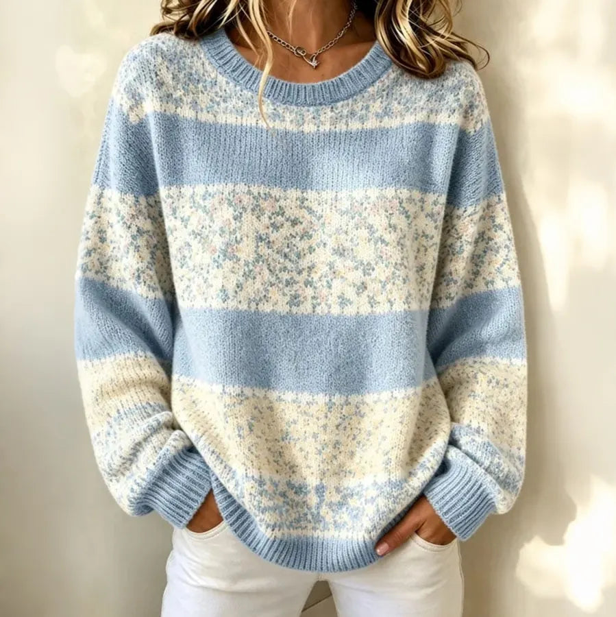 Women's Casual Print Long Sleeve Knit Sweater