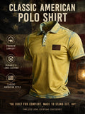 Men's Retro Patriotic Color-Block Short-Sleeve Polo Shirt