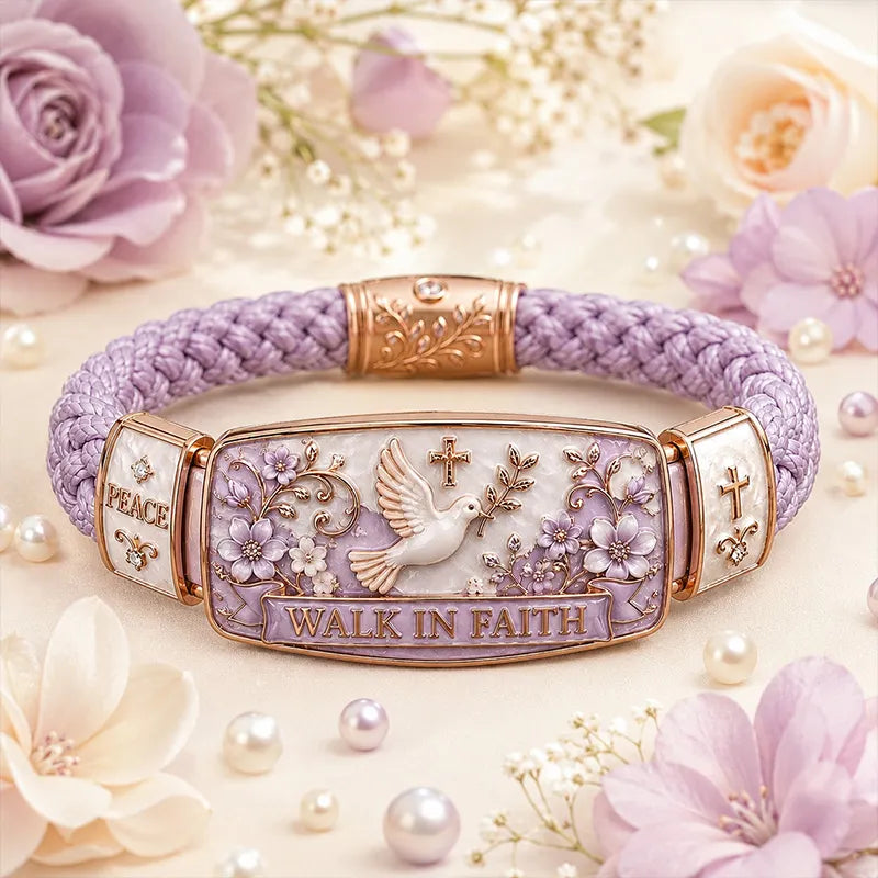 Romantic & Gentle Faith-Inspired Style: Peace Dove and Floral Enamel Bracelet