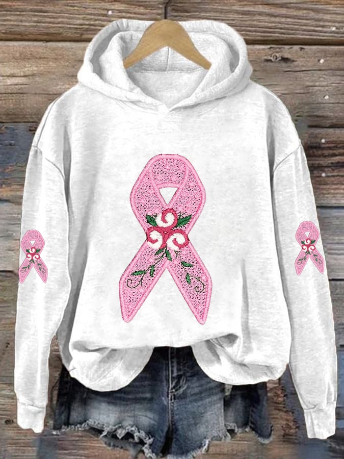 Womens Awareness Ribbon With Roses Hoodie
