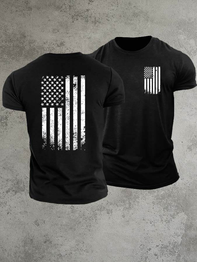 America Flag 1776 Pattern 100% Cotton T-Shirt