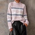 Elegant Mock-neck Snowflake Sweater