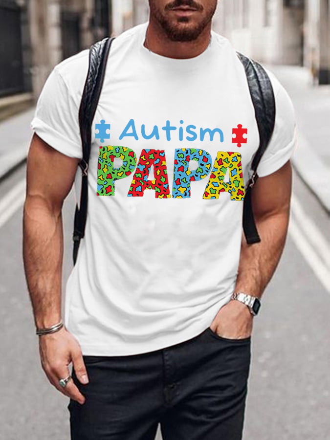 Men's Autism PAPA Autism Awareness Print T-Shirt
