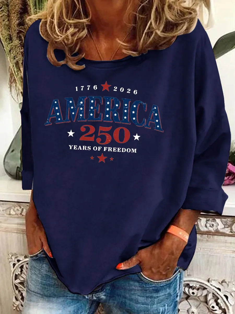 Women's America 250 Years Of Freedom  Pattern  Long Sleeve T-Shirt