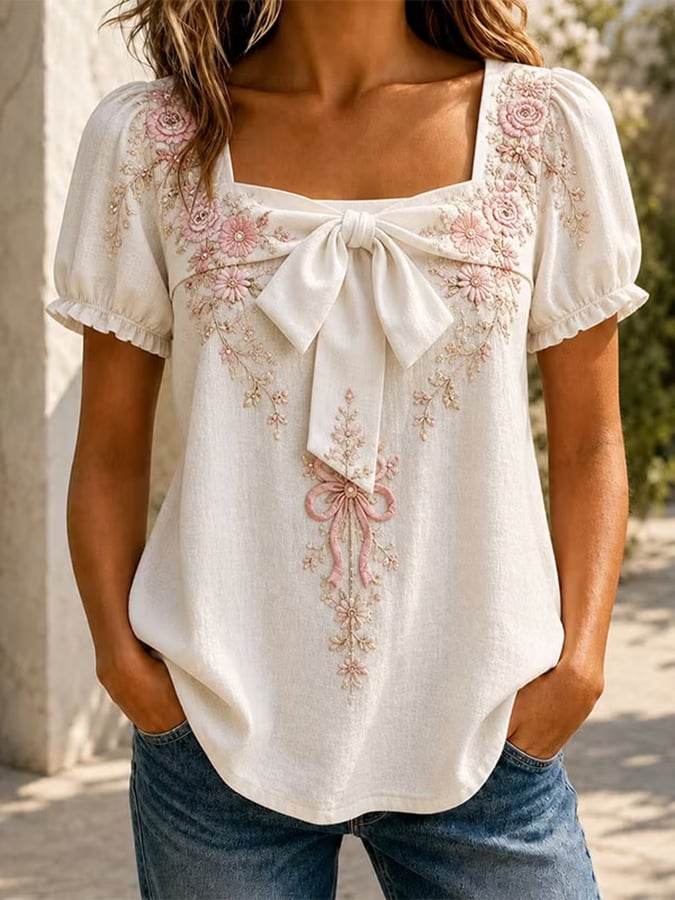 Women'S Pink Floral Breast Cancer Print Top