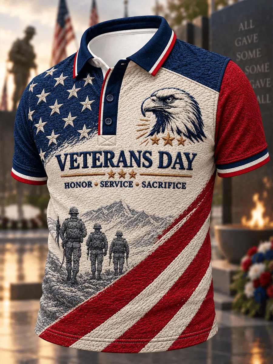 Men's Veterans Day Printed Waffle Top