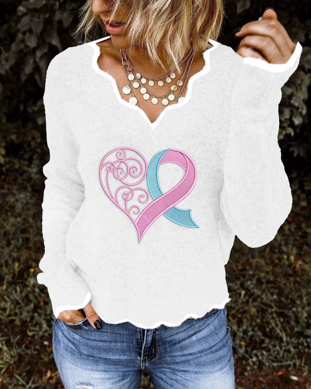 Women's Breast Cancer Awareness Print Top