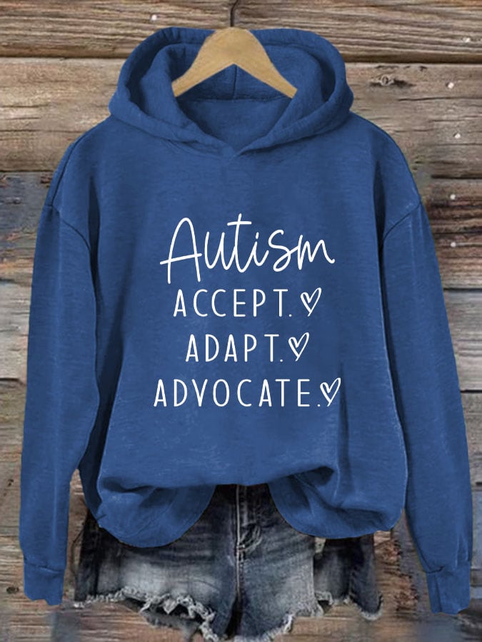 Women's Autism Awareness Accept Adapt Advocate Print Casual Sweatshirt