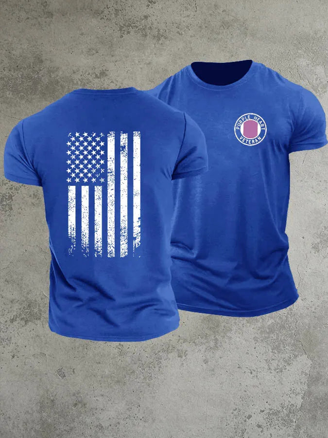 National Purple Heart Day Purple Heart Veteran Pattern 100% Cotton T-Shirt