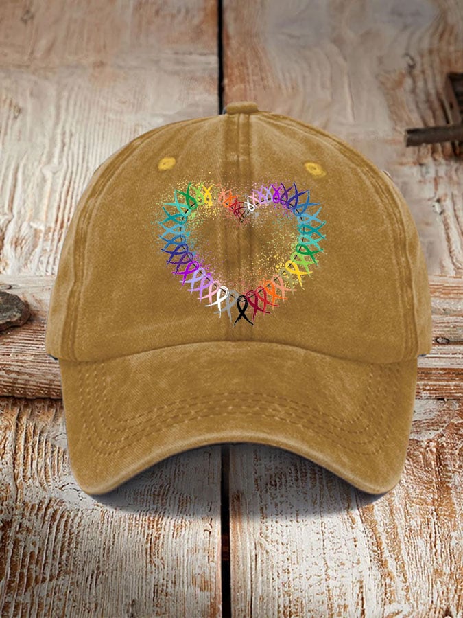 All Cancer Awareness Heart Ribbon Hat