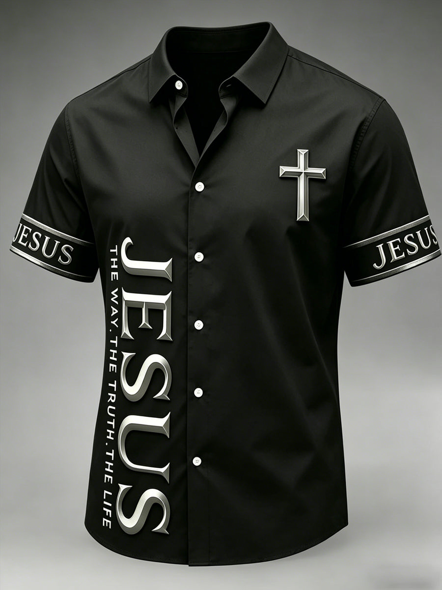 Men's Faith Cross Printed Casual Shirt