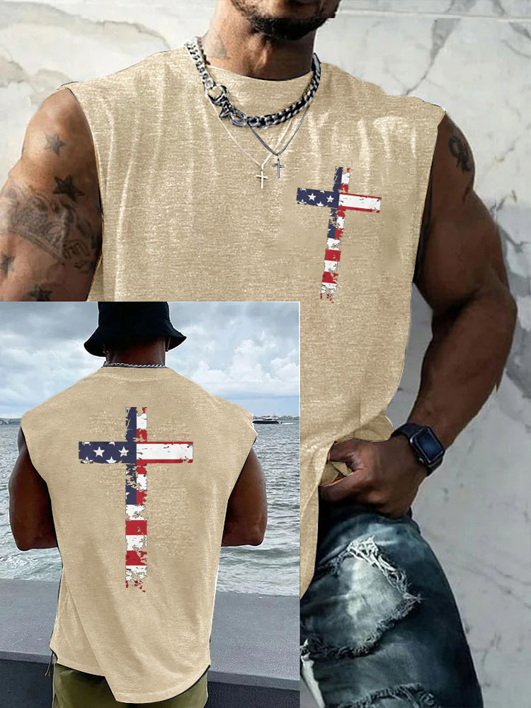250th Anniversary Cross Pattern Round Neck 100% Cotton Tank Top