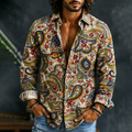 Men's Vintage 1970s Aloha Hippie Floral Long Sleeve Shirt