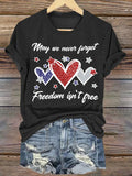 Women's Never Forget Freedom Is Not Free Memorial Day Patriotic T-Shirt
