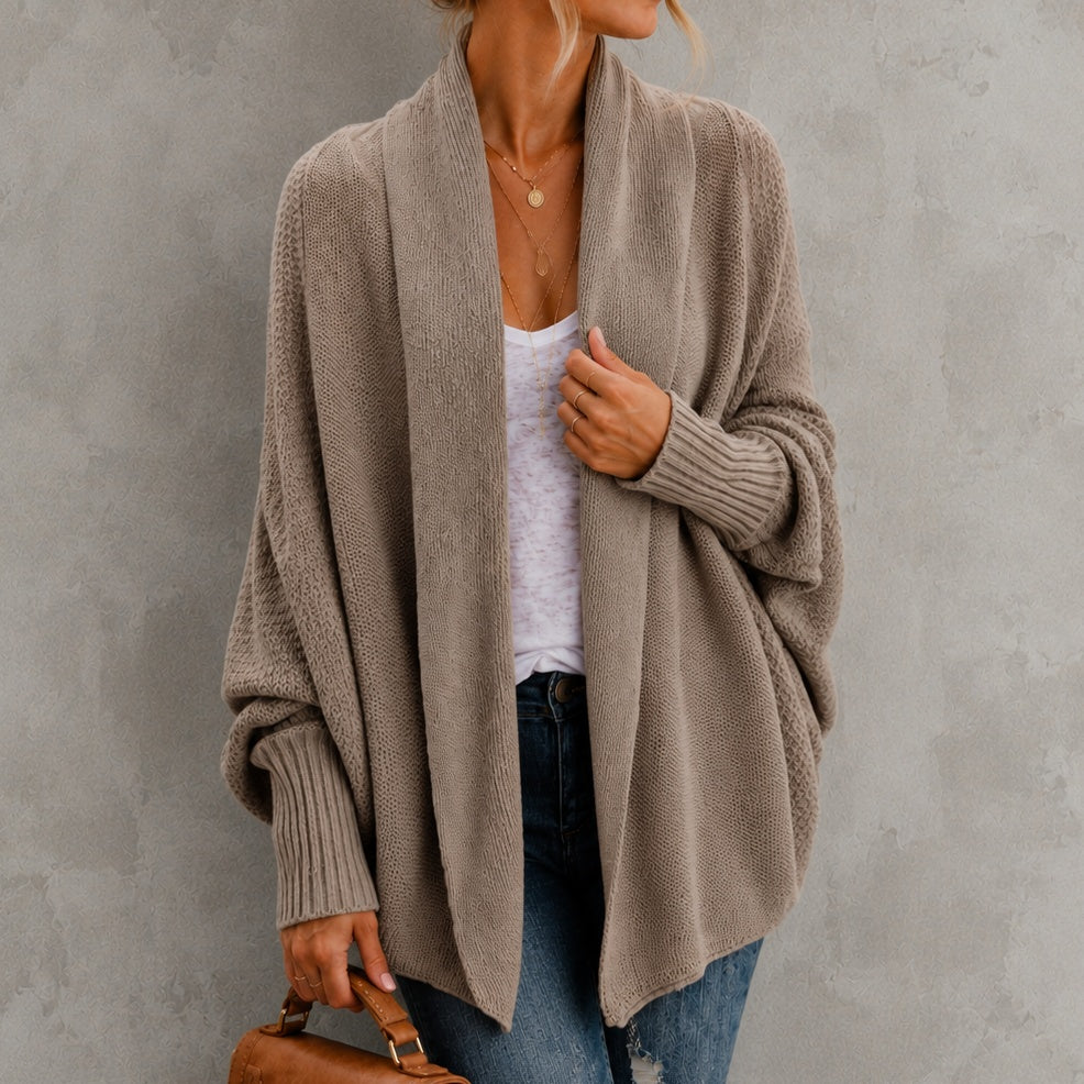 Elegant Batwing Sleeve Knitted Cardigan