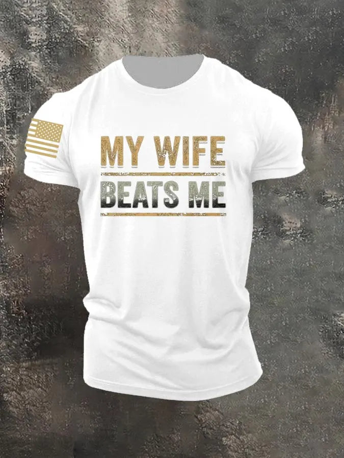 My Wife Beats Me  Pattern 100% Cotton T-Shirt