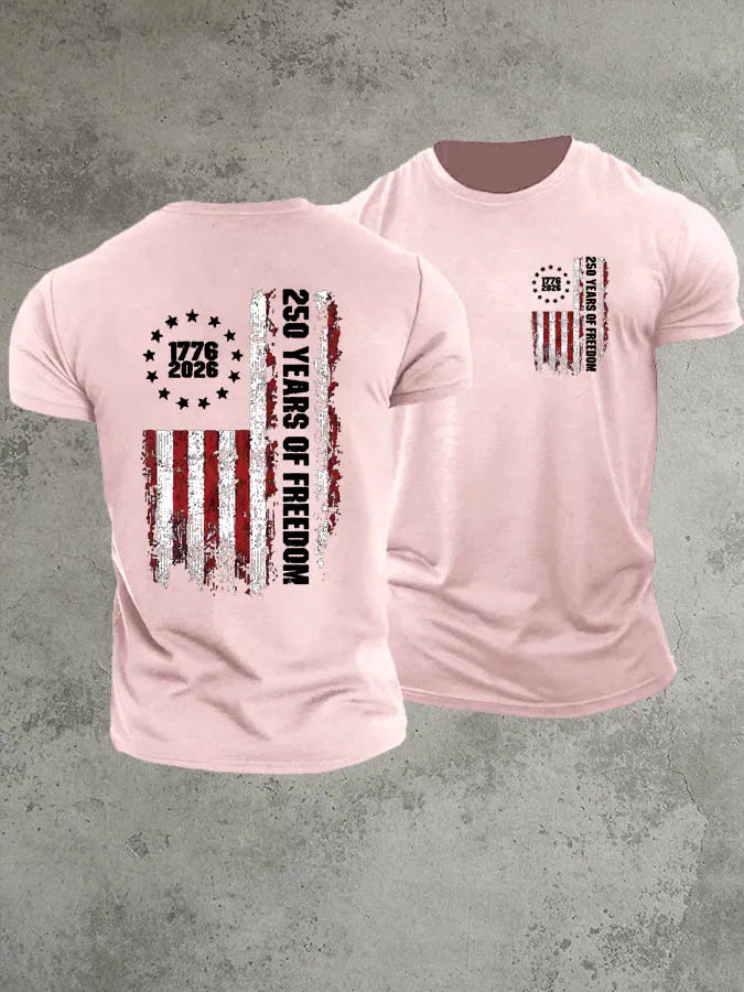 1776-2026 250 Years Of Freedom Pattern 100% Cotton T-Shirt
