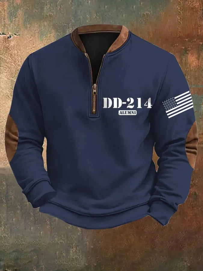 Men's Retro Veteran Zip Collar Sweatshirt