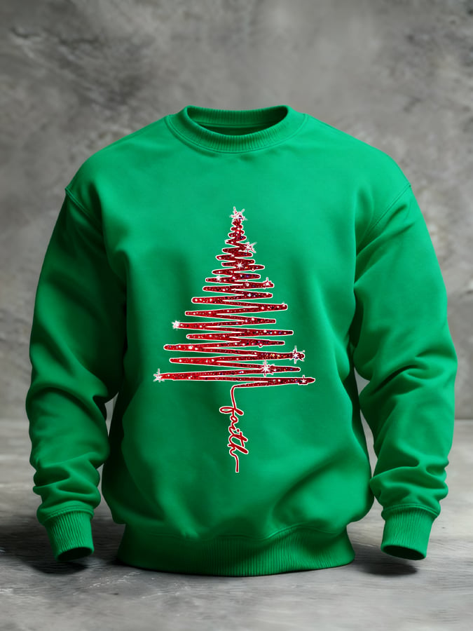 Men's Christmas Tree Print Pullover Sweatshirt
